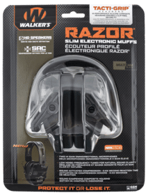 Walker's Razor TACTI-GRIP headband Series Slim Electronic Ear Muffs feature a Multicam Gray color